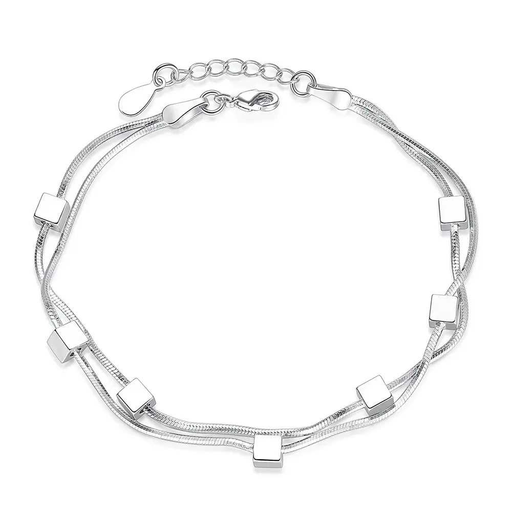 Silver Double Snake Bone Bracelet for Women - Image 6