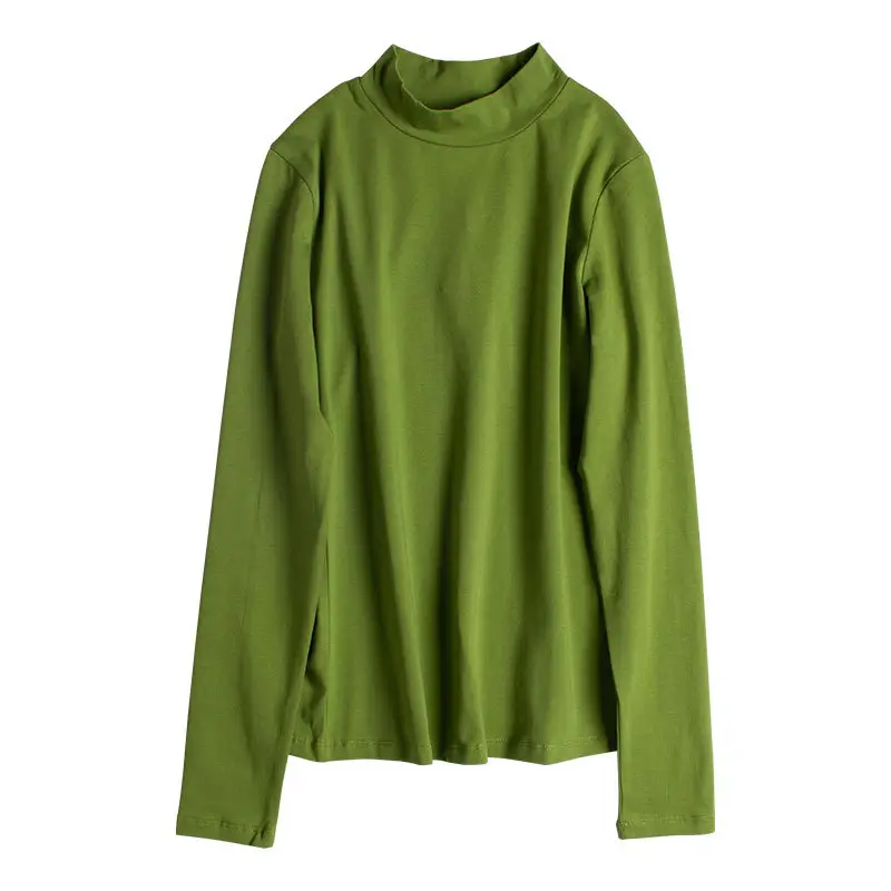 Women Grey Half Turtleneck Long Sleeve Shirt 2022 Winter Warm - Image 7