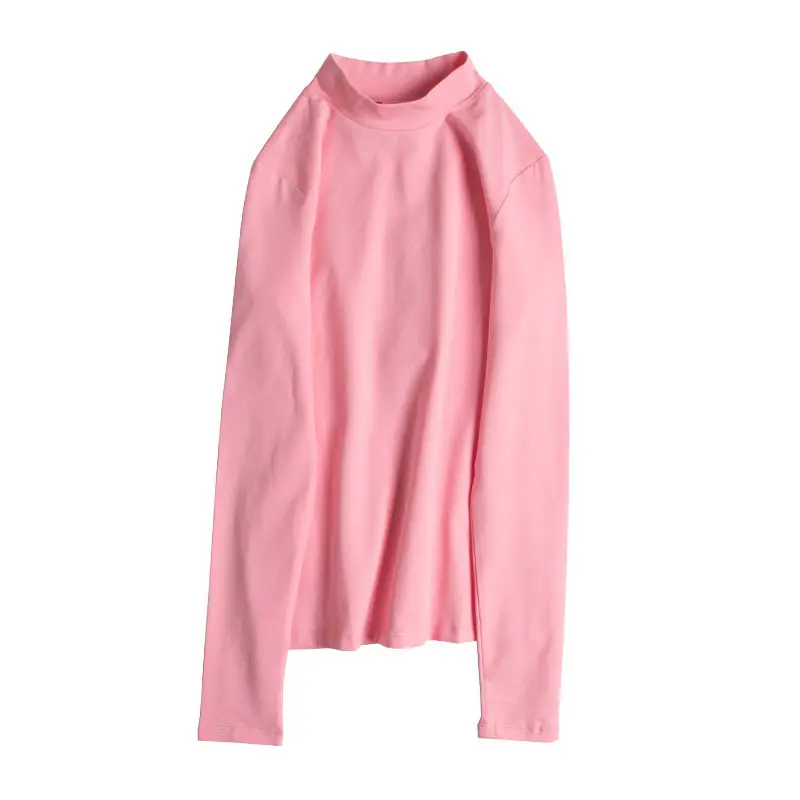 Women Grey Half Turtleneck Long Sleeve Shirt 2022 Winter Warm - Image 6