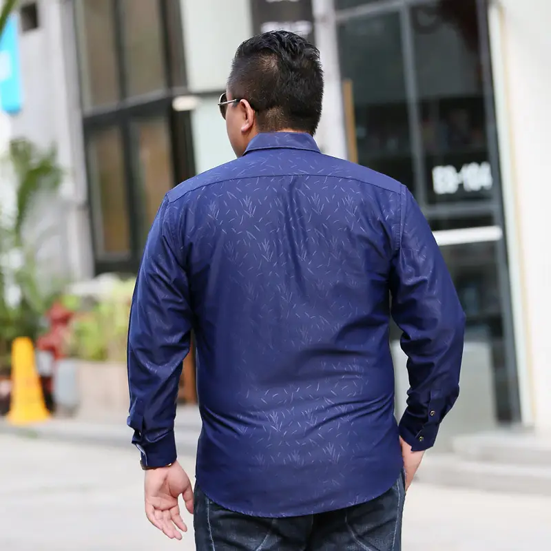 Bimeng Men's Blue Fatty Long-sleeved Shirt Extra Large - Image 3