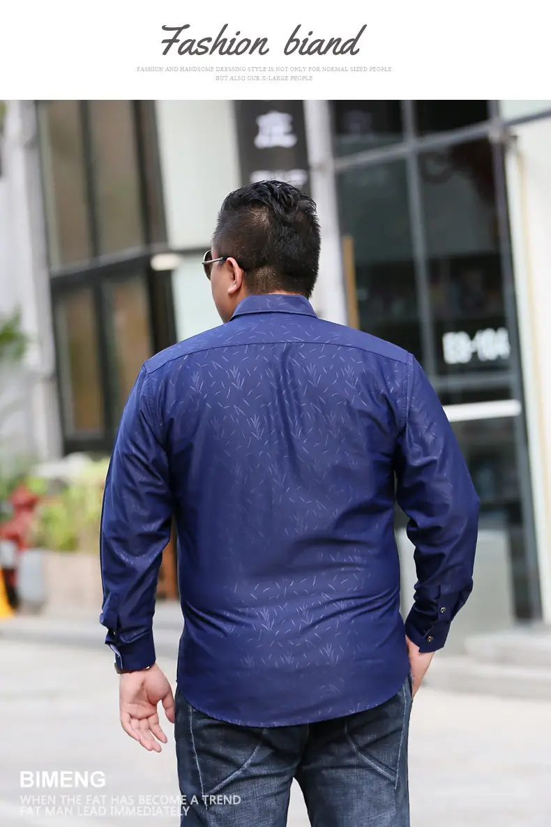 Bimeng Men's Blue Fatty Long-sleeved Shirt Extra Large — feature 10