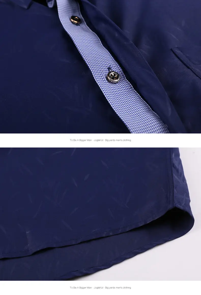 Bimeng Men's Blue Fatty Long-sleeved Shirt Extra Large — feature 14