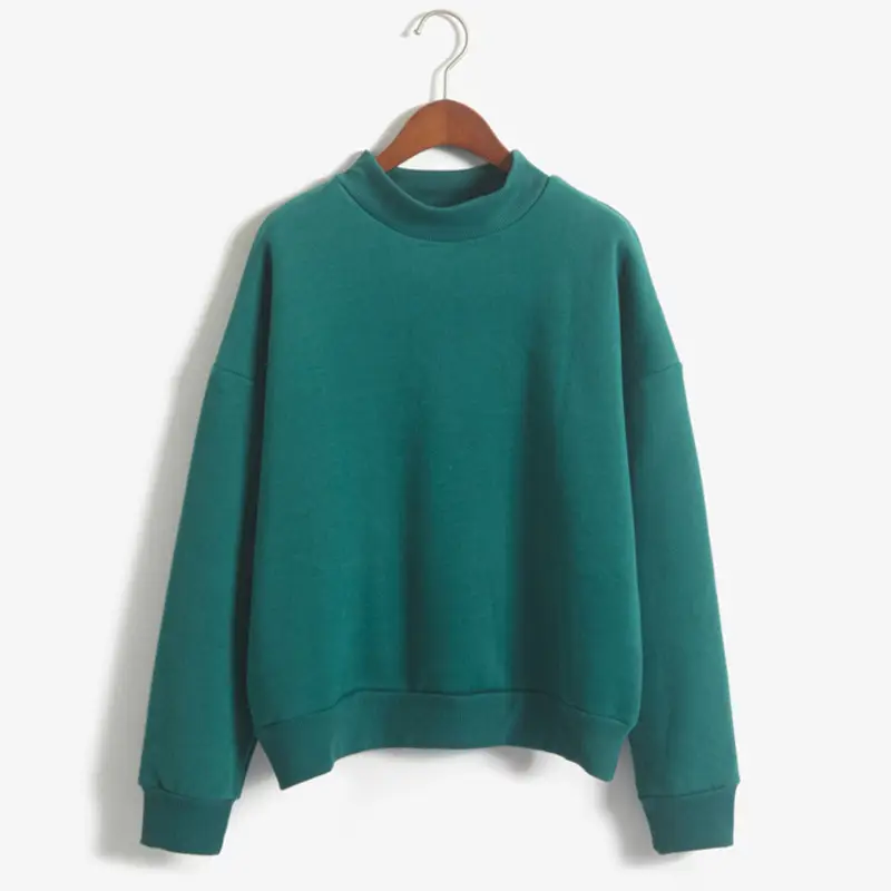 Women Green Velvet Turtleneck Sweatshirt Small - Image 5
