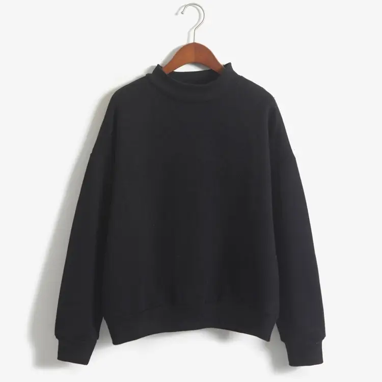 Women Navy Fleece Sweatshirt Small High Neck Loose