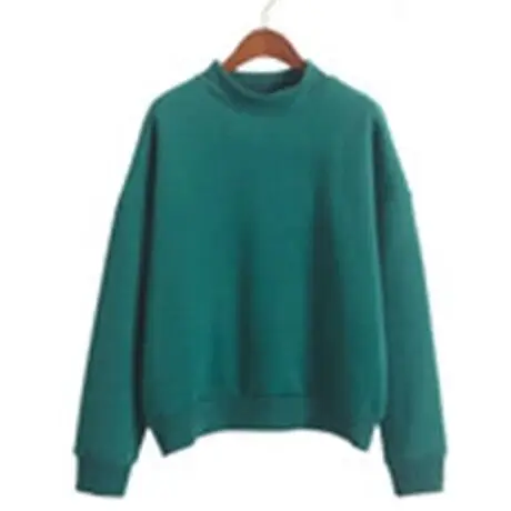 Women Navy Fleece Sweatshirt Small High Neck Loose