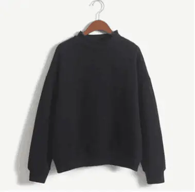 Women Navy Fleece Sweatshirt Small High Neck Loose