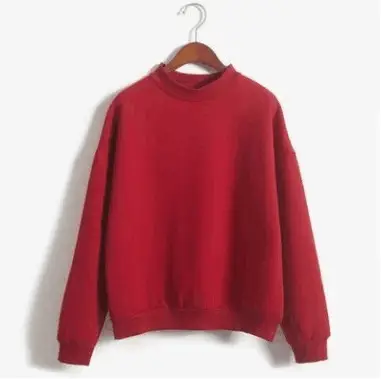 Women Navy Fleece Sweatshirt Small High Neck Loose