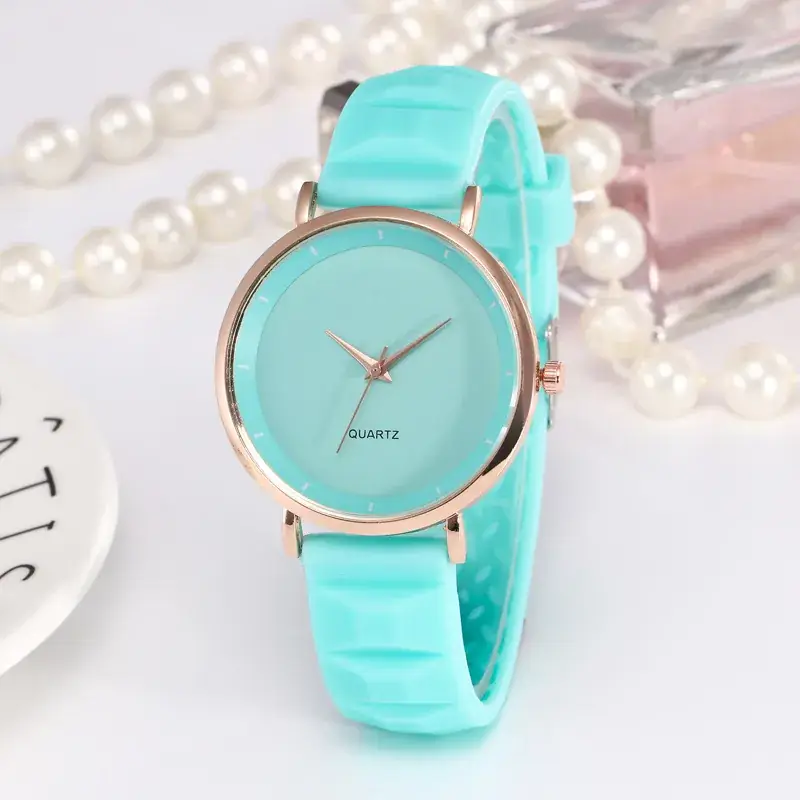 Couple Silicone Quartz Watch Black Rose Gold - Image 5