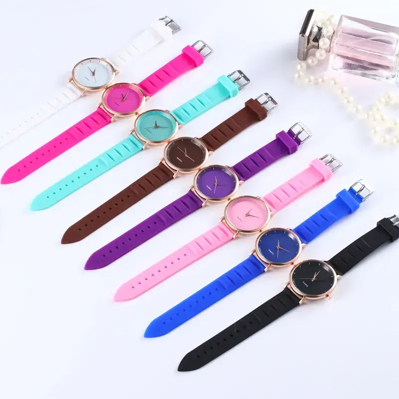 Couple Silicone Quartz Watch Black Rose Gold - Image 9