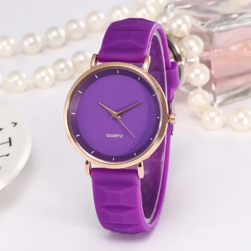 Couple Silicone Quartz Watch Black Rose Gold - Image 2