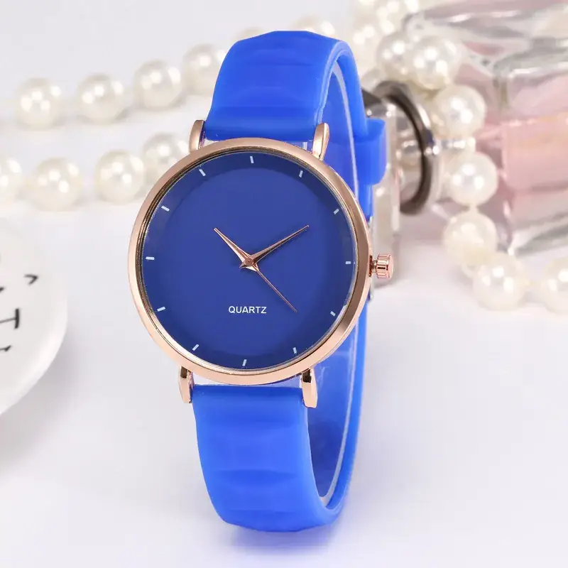 Couple Silicone Quartz Watch Black Rose Gold - Image 3