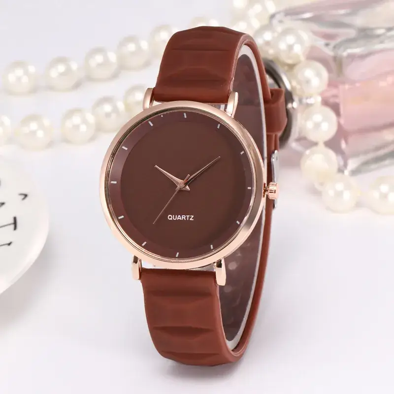 Couple Silicone Quartz Watch Black Rose Gold - Image 6