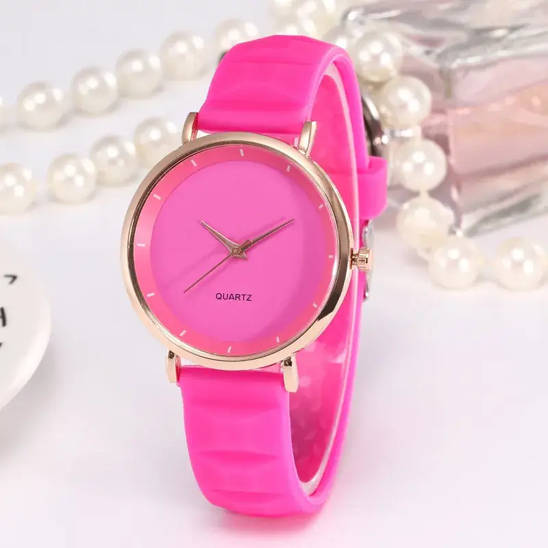 Couple Silicone Quartz Watch Black Rose Gold - Image 7