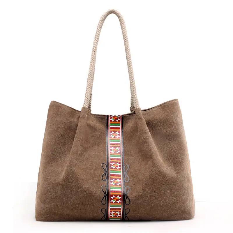 2025 New Canvas Bag Women's Grey Shoulder Bag - Image 3