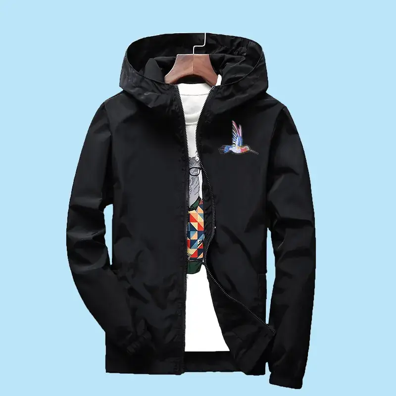 Red Embroidery Hoodie Jacket for Men Spring Autumn Large - Image 12