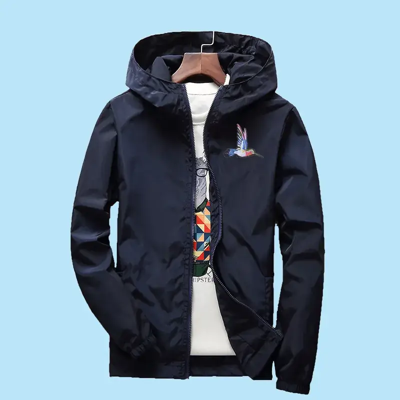Red Embroidery Hoodie Jacket for Men Spring Autumn Large - Image 6