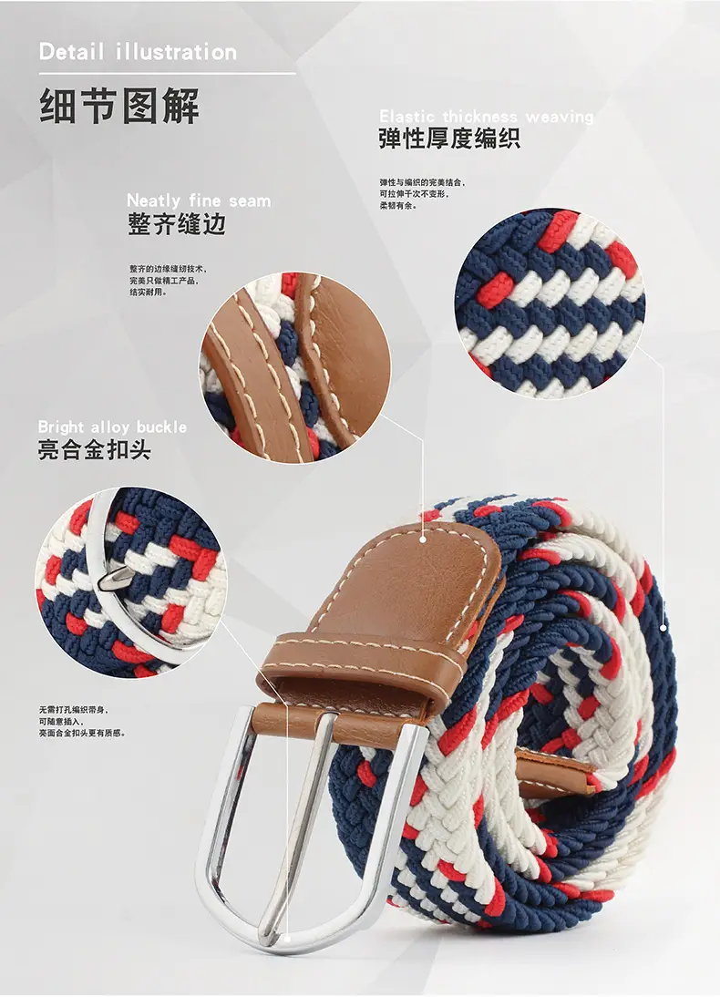 Elastic Woven Belt for Men Women Canvas Pin Buckle Wholesale — feature 5