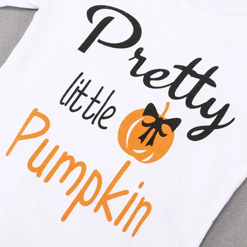 Halloween Pumpkin T-Shirt for Girls 4Pc Set - Image 6