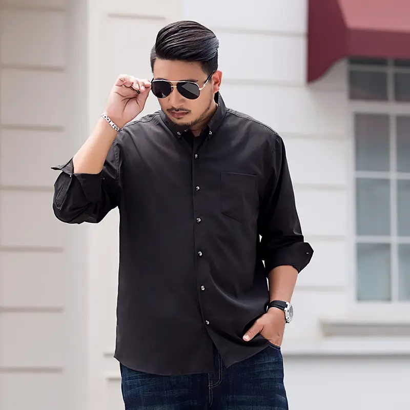 Men Navy Blue Fat Man Long Sleeve Shirt - Image 6