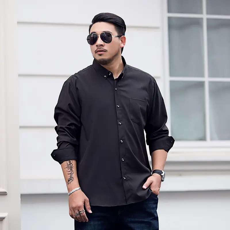 Men Navy Blue Fat Man Long Sleeve Shirt - Image 7