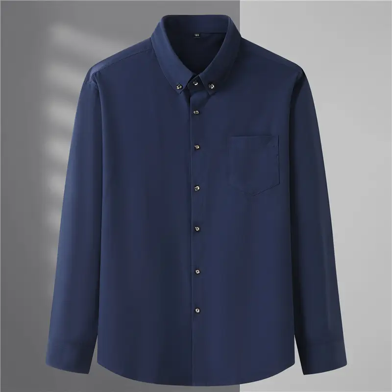 Men Navy Blue Fat Man Long Sleeve Shirt - Image 3