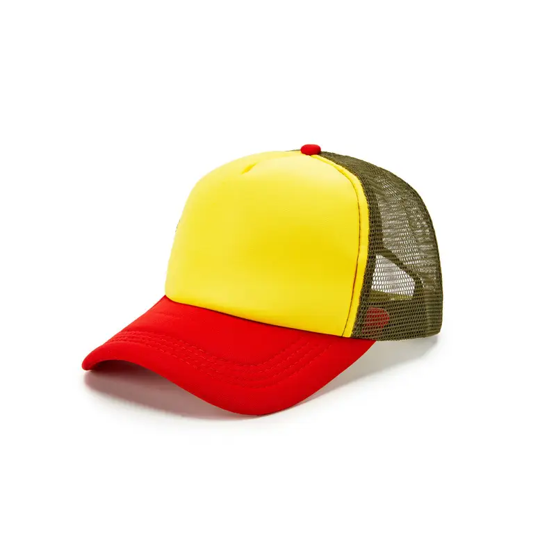 Red Yellow Mesh Trucker Cap for Kids Travel