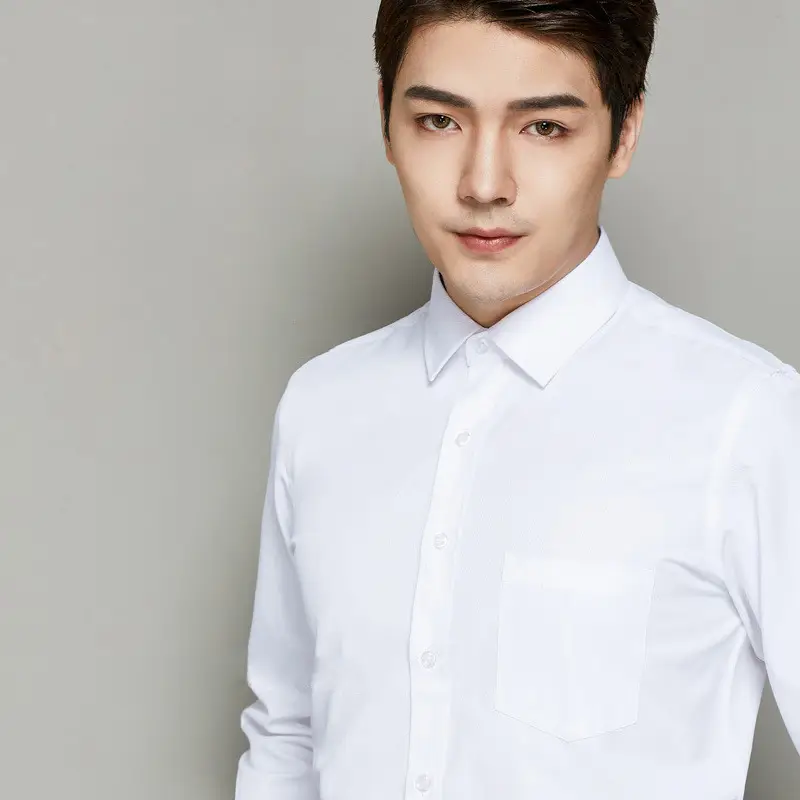 Men's White Slim Fit Long Sleeve Shirt - Image 19