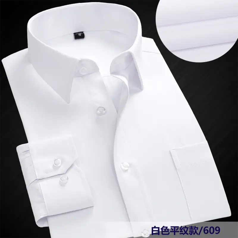 Men's White Slim Fit Long Sleeve Shirt - Image 3