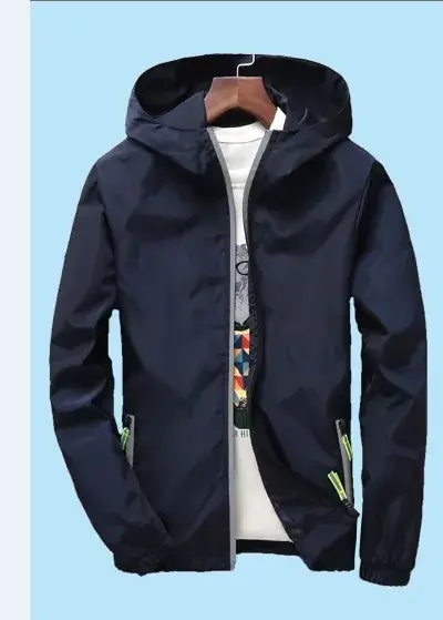 Men Blue Windproof Zipper Jacket Set Large - Image 10