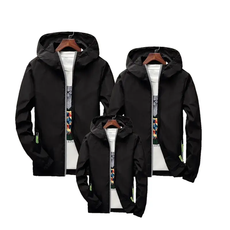 Men Blue Windproof Zipper Jacket Set Large - Image 3