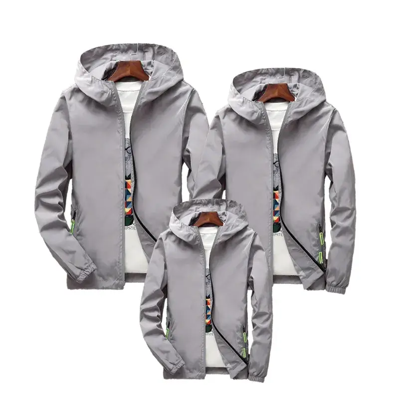 Men Blue Windproof Zipper Jacket Set Large - Image 5
