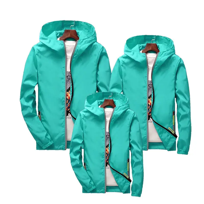 Men Blue Windproof Zipper Jacket Set Large - Image 8