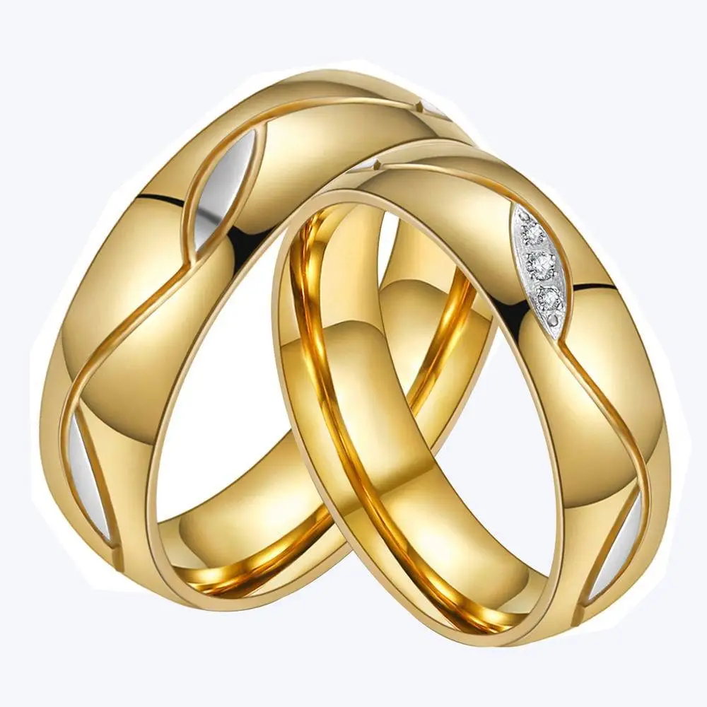 18K Gold Diamond Couple Ring for Men Women - Image 5