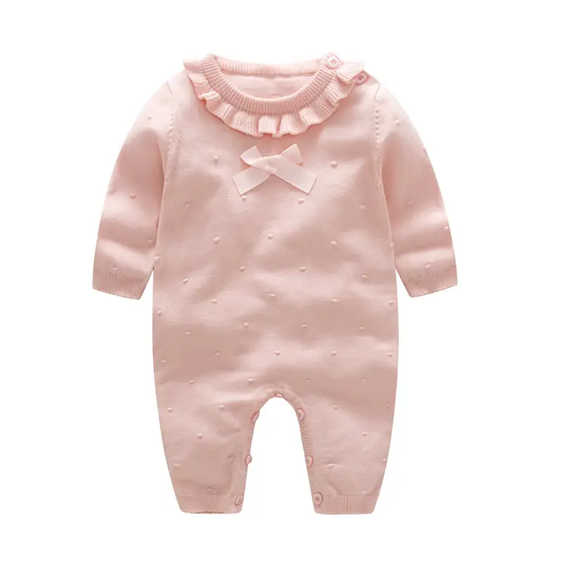 Red Ruffled Baby Wool Full Body Suit for Girls - Image 10