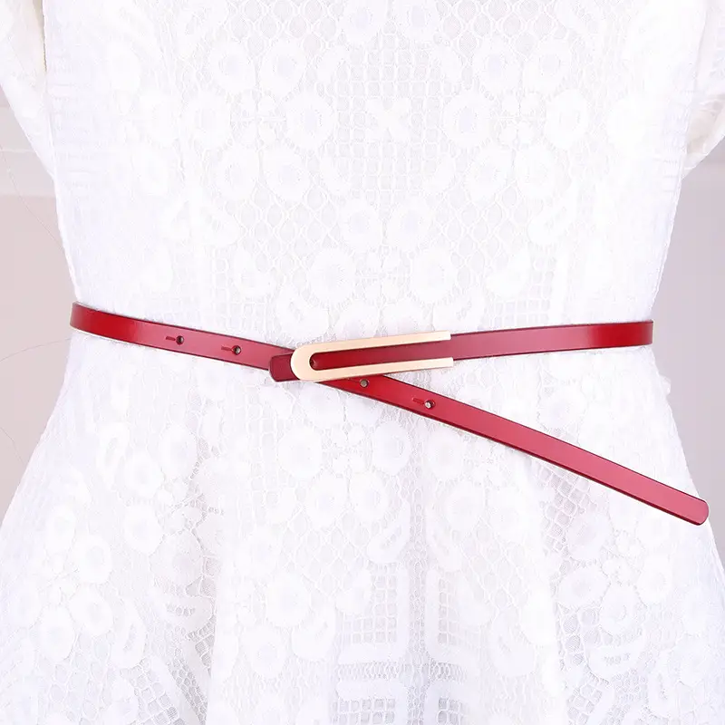Women's Genuine Leather Belt Red 629 - Image 7