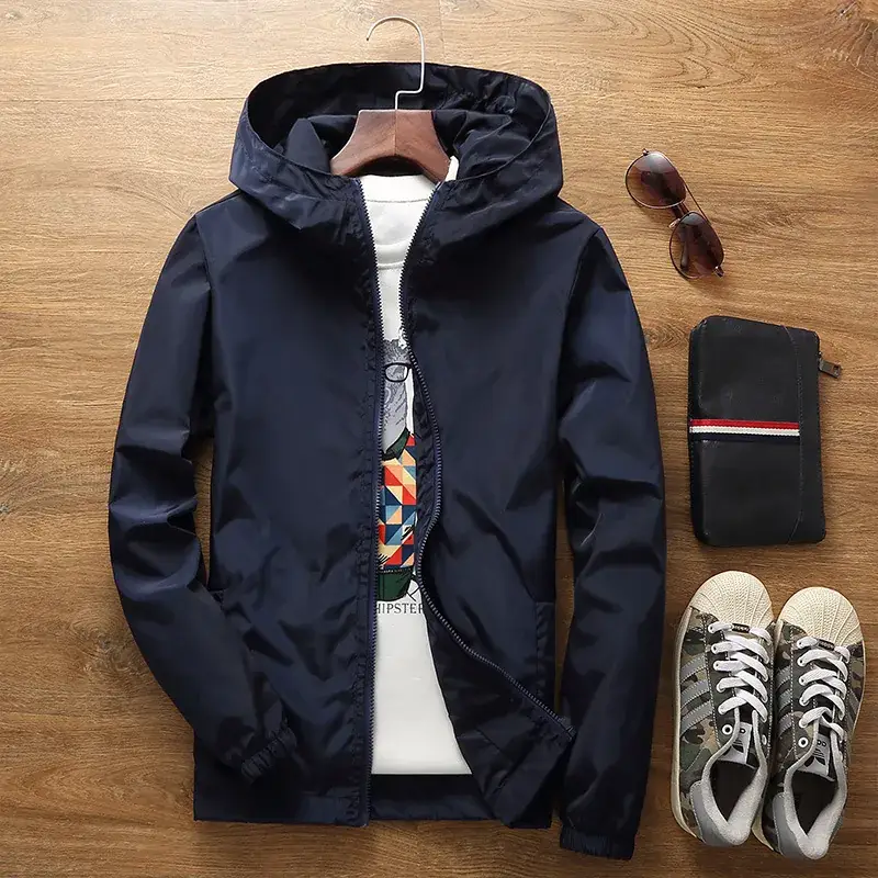 Men's Pink Hooded Windbreaker Jacket Large - Image 7