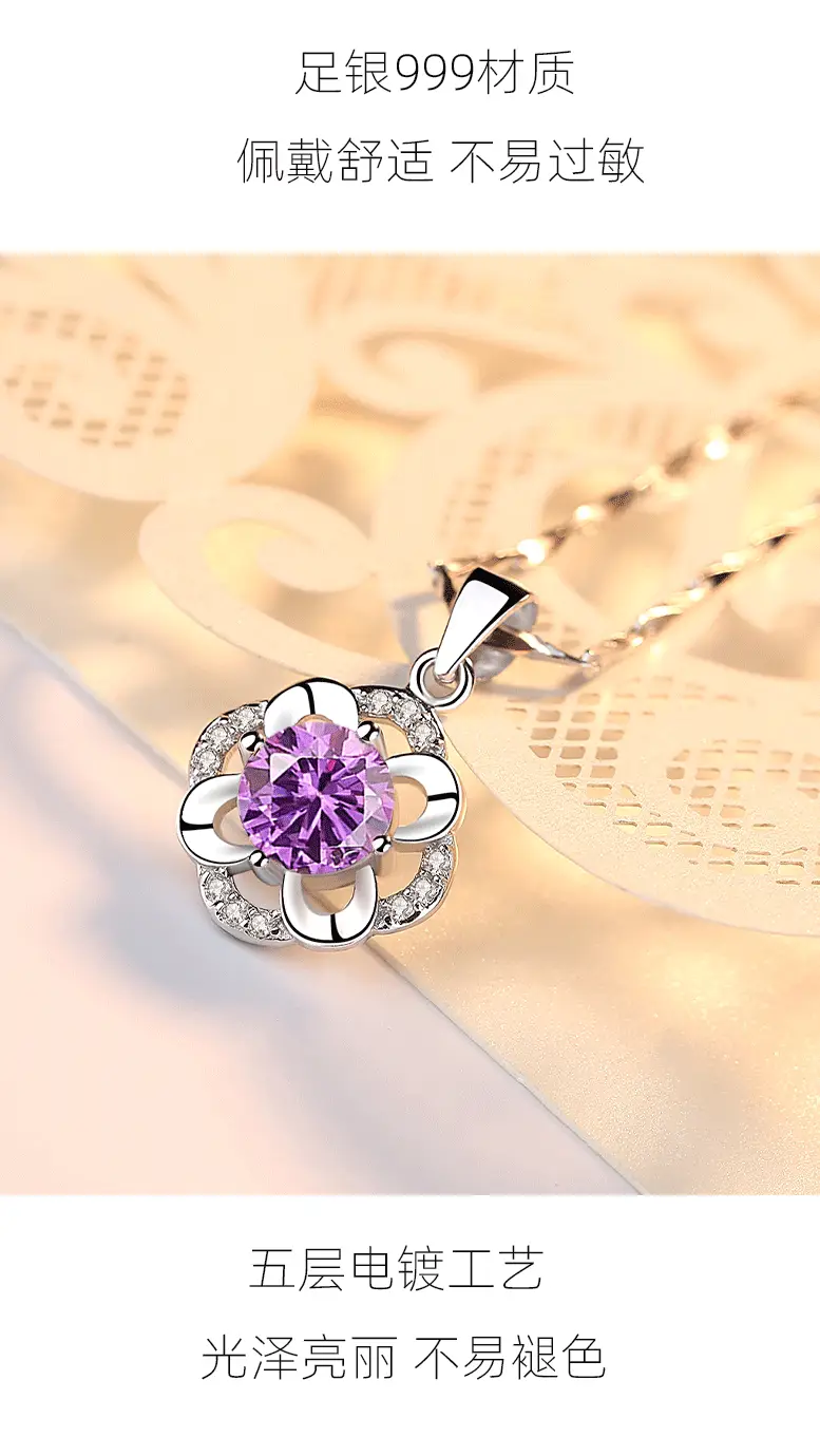 S999 Lucky Four Leaf Clover Pendant for Women Sterling Silver — feature 7