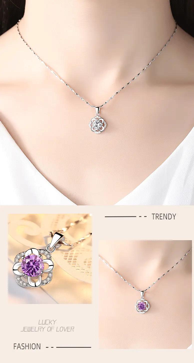 S999 Lucky Four Leaf Clover Pendant for Women Sterling Silver — feature 9