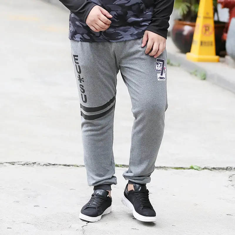Bi Meng Fat Men Pants Grey Plus Size Loose Casual - Image 3