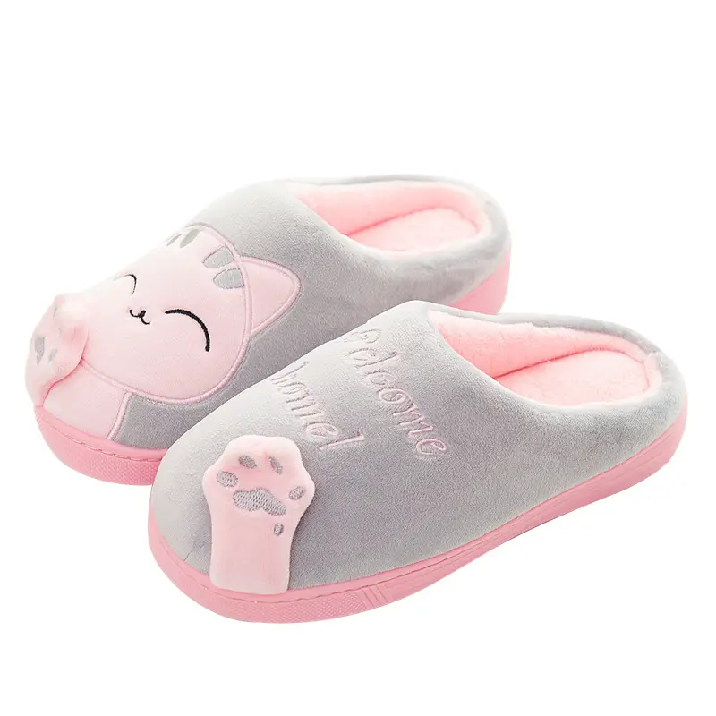 Home cotton slippers indoor winter bag with lovers cute cartoon ladies warm fleece-lined non-slip wool slippers autumn and winter