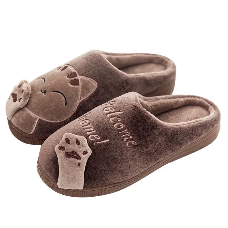 Home cotton slippers indoor winter bag with lovers cute cartoon ladies warm fleece-lined non-slip wool slippers autumn and winter