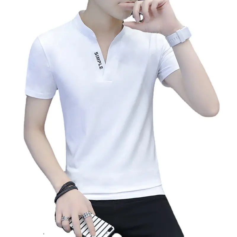Men's Black Korean Style Short Sleeve T-Shirt - Image 10