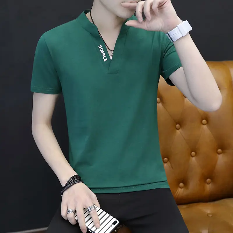Men's Black Korean Style Short Sleeve T-Shirt - Image 3