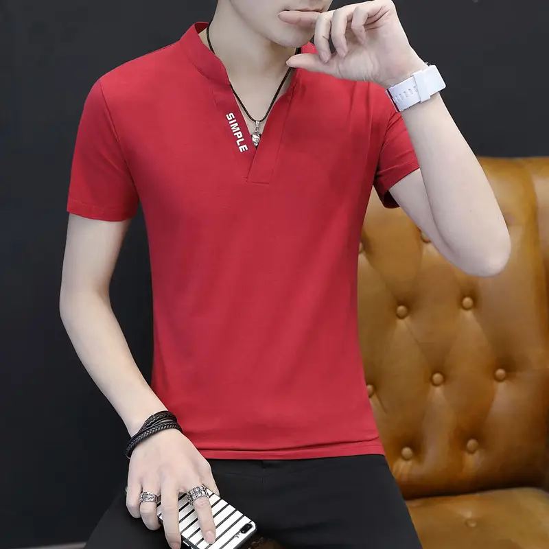 Men's Black Korean Style Short Sleeve T-Shirt - Image 4