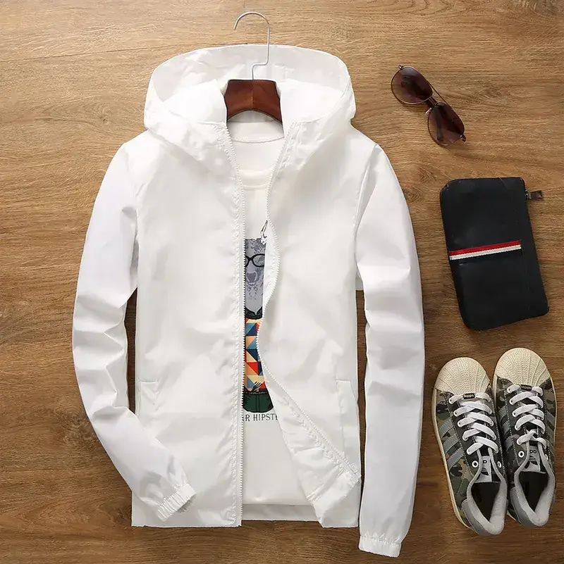 Men's White Windbreaker Jacket Large Factory Direct - Image 14