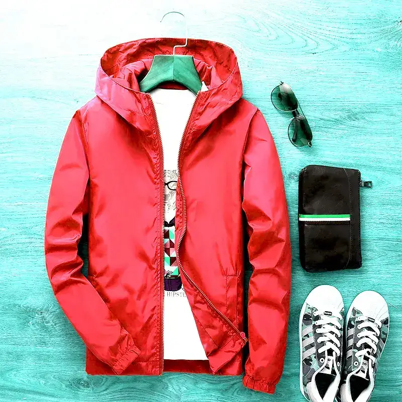 Men's White Windbreaker Jacket Large Factory Direct - Image 2