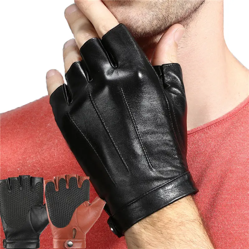 Men's Black Half-Finger Gloves Motorcycle Summer Cycling Sports