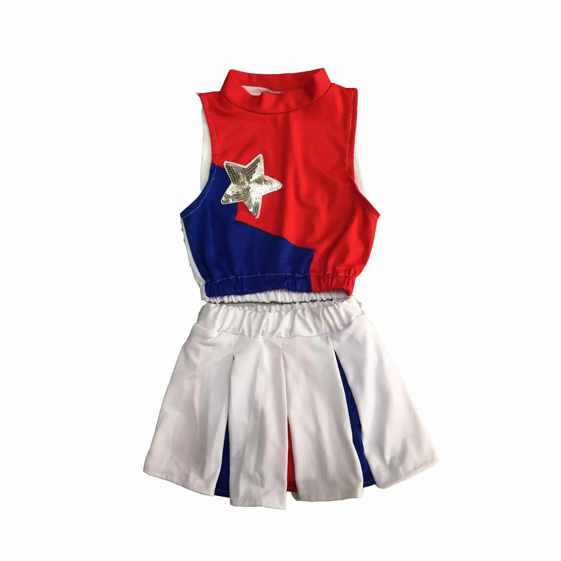 Kids Cheerleading Outfit Red Blue Star Shorts