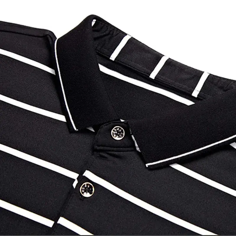Men Cotton Striped Slim Fit T-Shirt Black White - Image 6