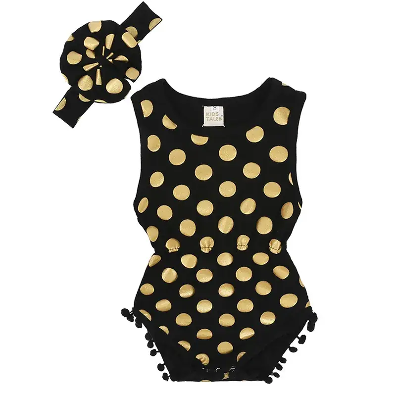 Pink Polka Dot Cotton Romper with Headscarf Set - Image 5